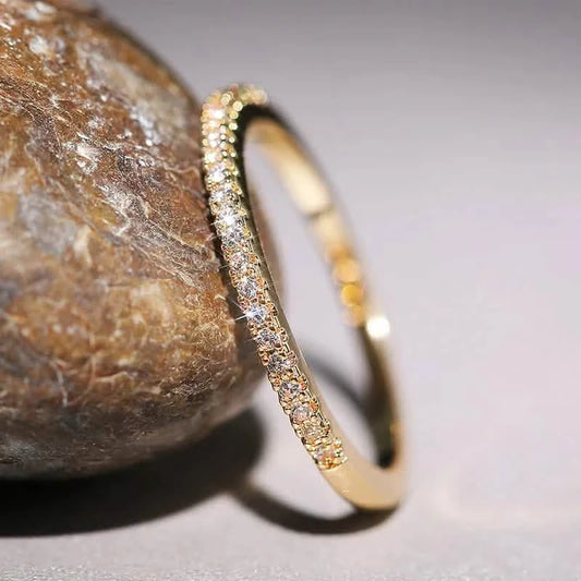 Minimalist Thin Cubic Zirconia Ring for Women