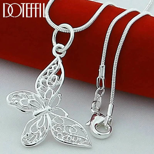 Sterling Silver Butterfly Pendant Necklace (18–30 in)