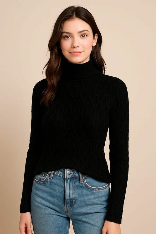 AOSSVIAO Women's Cashmere Turtleneck Sweater – Slim Fit Knitted Pullover for Autumn & Winter