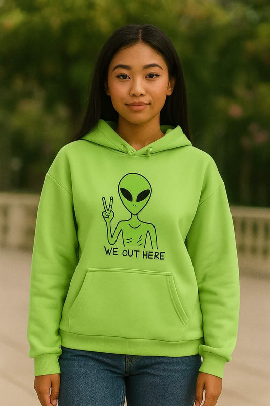 Cute Green Alien Sweatshirt – Women’s Winter Loose Hoodie Pullover Streetwear