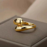 Gold-Tone Double Ball Open Ring in Stainless Steel