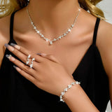 Women's Floral Jewelry Set: Necklace, Earrings & Bracelet (4-Pc)