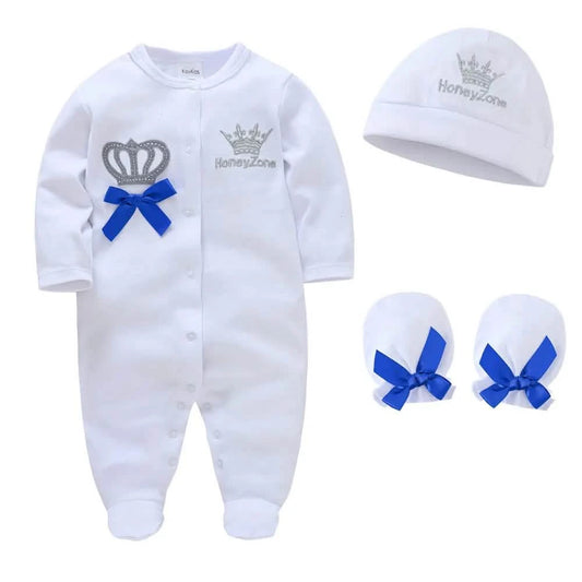 Royal Crown Prince Baby Romper Set - 100% Cotton