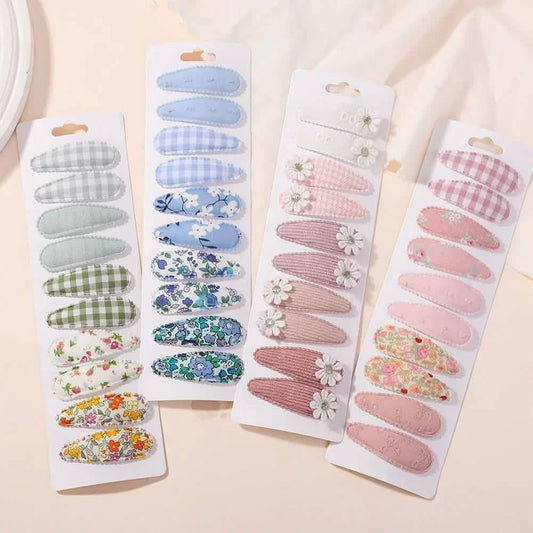 10-Piece Kids Plaid Hair Clips Set | Cute BB Hairpins