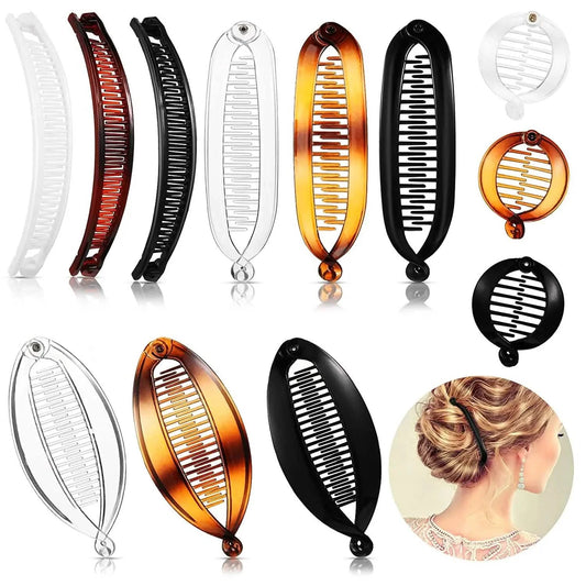 12-Pack Banana Hair Clips, Large Double Comb Ponytail Holders