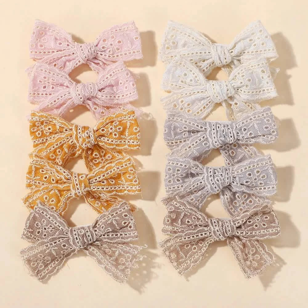 10-Pack Bow Hair Clips for Girls, 3.26 in, Random Colors