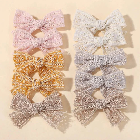 10-Pack Bow Hair Clips for Girls, 3.26 in, Random Colors