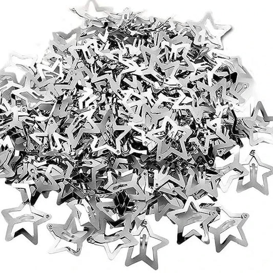 50/100pcs Y2K Silver Star Hair Clips for Girls Metal Snap Clip Hairpins Barrettes Hair Grip Jewel Hair Accessories