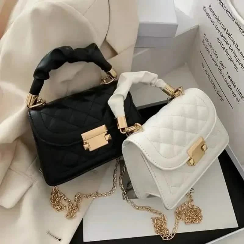 Mini PU Leather Chain Crossbody Bag - Quilted Shoulder Purse