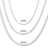 925 Sterling Silver Snake Chain Necklace, 1–3mm, 40–75cm