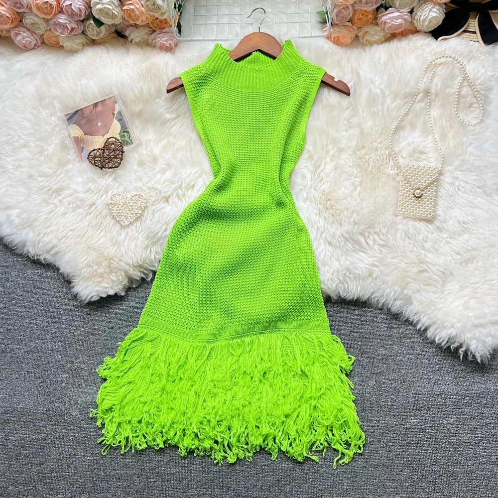 YuooMuoo Women Dress 2026 New Summer Fashion Sexy Openwork Stitching Sleeveless Bodycon Party Dress Korean Lady Beach Vestidos