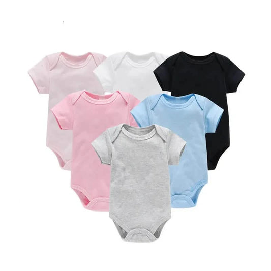 7-Color Solid Baby Onesies — Unisex Bodysuits