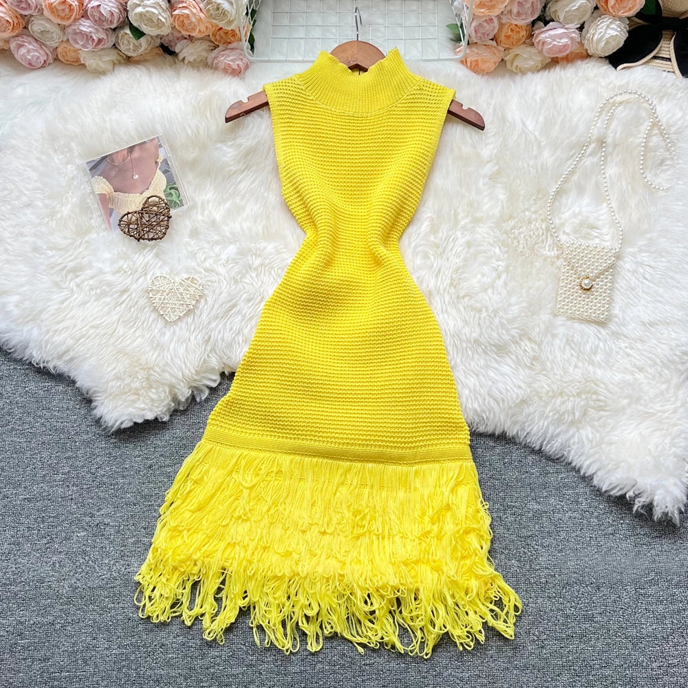 YuooMuoo Women Dress 2026 New Summer Fashion Sexy Openwork Stitching Sleeveless Bodycon Party Dress Korean Lady Beach Vestidos