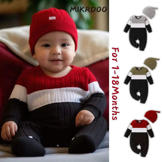 Autumn Baby Boy Color-Block Romper & Hat (1-18 Months)