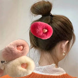 Cute Heart Plush Hair Clip in Candy Colors