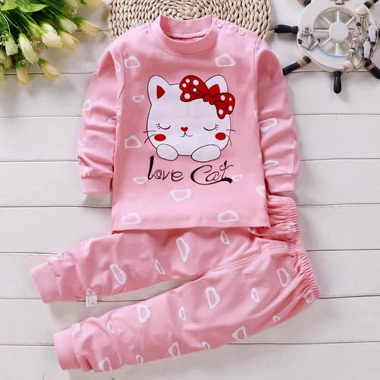 Cotton Baby Girl Pajama Set, 0-5 Years, Cartoon Casual