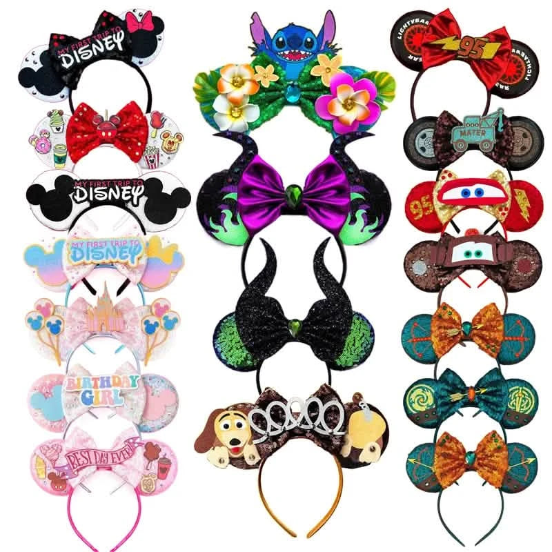 Sequin Mickey Ears Headband with Bow for Kids & Adults