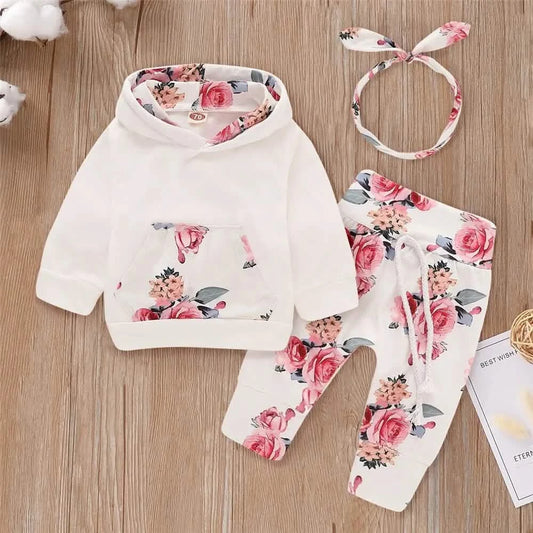 Baby Girl 3-Piece Hooded Floral Outfit 0-18 Months