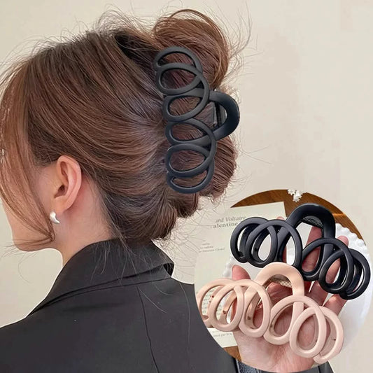 Frosted Bow Hair Claw Clip – Elegant Hollow Barrette