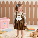 Autumn Winter Baby Girl Dress - Striped Faux-Layer (6-24M)