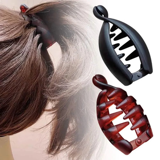 Non-Slip Matte Banana Hair Clip – Small Retro Leopard Grip