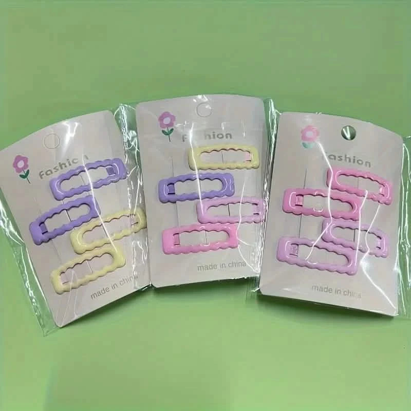 4pcs Wave BB Hair Clips - Cream, Versatile, Secure Hold