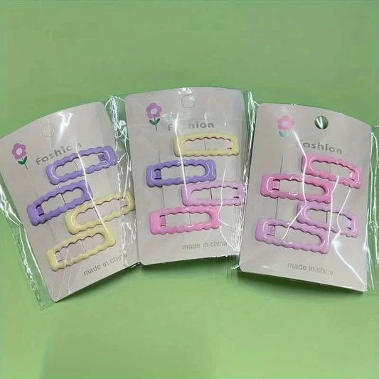 4pcs Wave BB Hair Clips - Cream, Versatile, Secure Hold