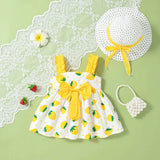 Baby Girl Strawberry Cotton Sundress with Hat