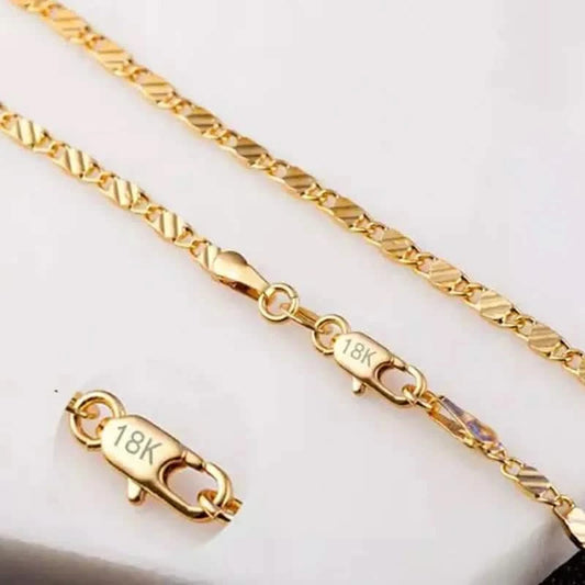 2mm Side Chain Necklace in 18k Gold or 925 Silver, 16–30 in