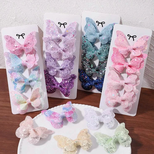 4-Pack Girls Sequin Butterfly Bow Hair Clips