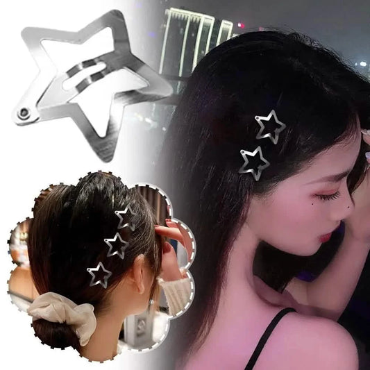 Silver Star Snap Hair Clips – Cute Hairpins for Women