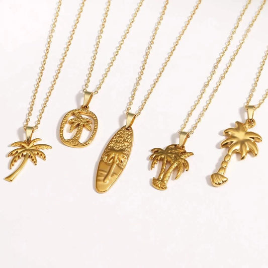 Dainty Palm Tree Necklace in Stainless Steel