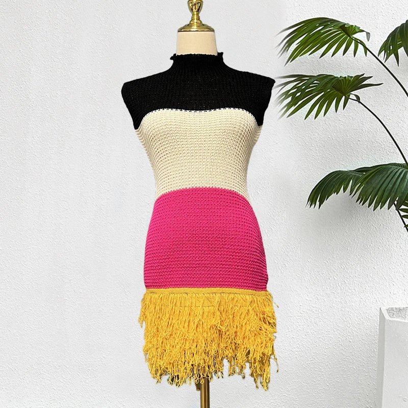 YuooMuoo Women Dress 2026 New Summer Fashion Sexy Openwork Stitching Sleeveless Bodycon Party Dress Korean Lady Beach Vestidos