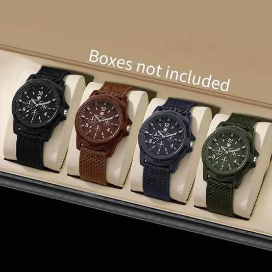 Men's Military Sport Watch Set (4-Pack), Quartz & Nylon