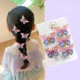 5PCS Cute Sweet Stereoscopic Color Gradient Baby Hairpins Kids Hair Clips Children Headwear Princess Barrette Girls Accessories