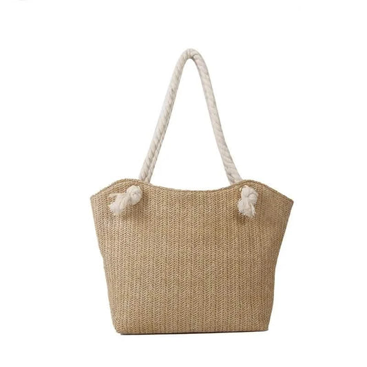 Boho Woven Beach Tote Bag – Large Capacity Shoulder Bag