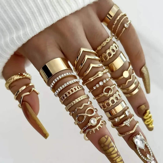 30-Piece Women's Stackable Rings Set – Classic & Elegant