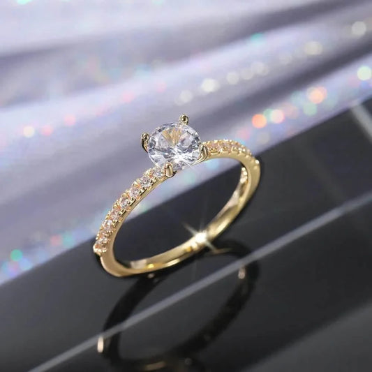 Thin Eternity Ring with Round Zirconia | Huitan