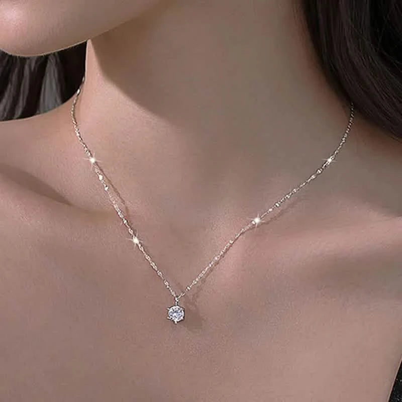 Sterling silver–plated AAA zircon necklace