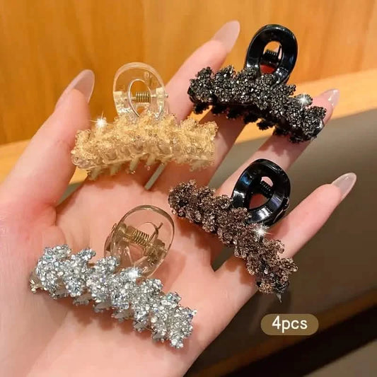 Set of 4 Crystal Wheat Ear Mini Hair Clips