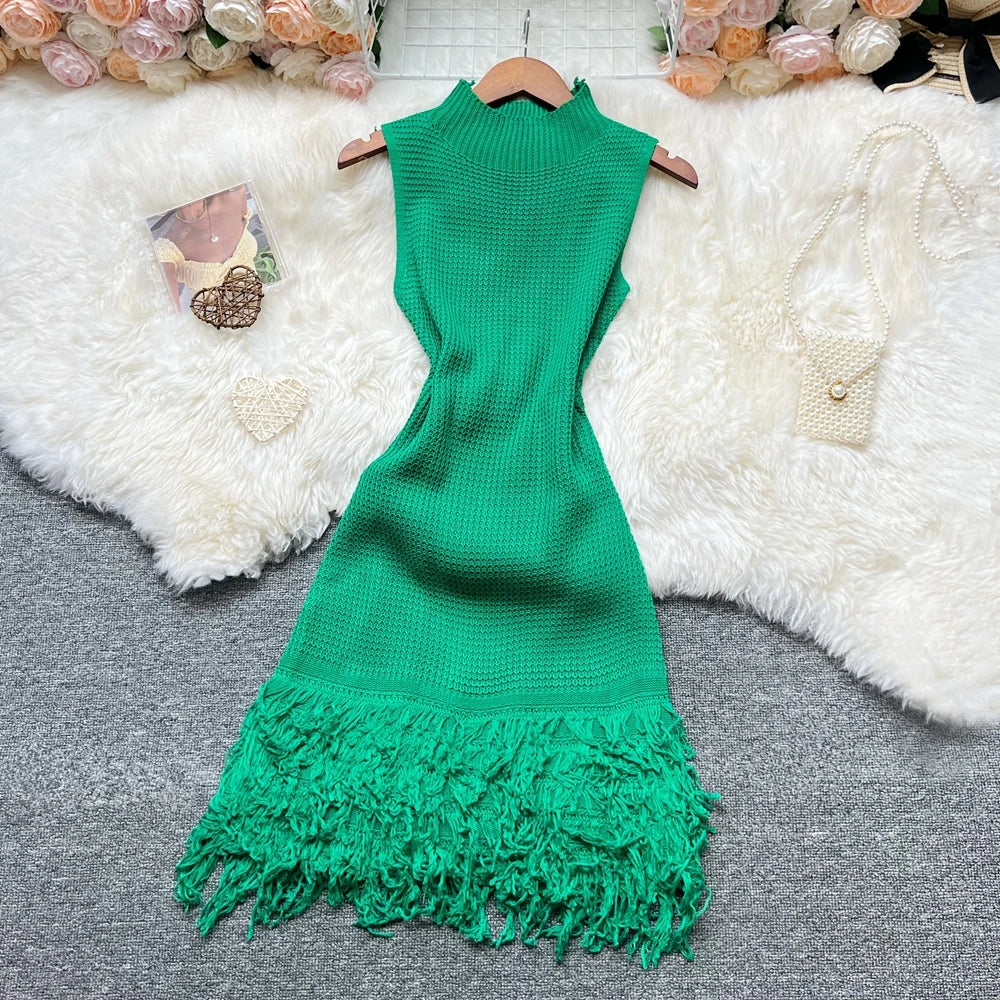 YuooMuoo Women Dress 2026 New Summer Fashion Sexy Openwork Stitching Sleeveless Bodycon Party Dress Korean Lady Beach Vestidos