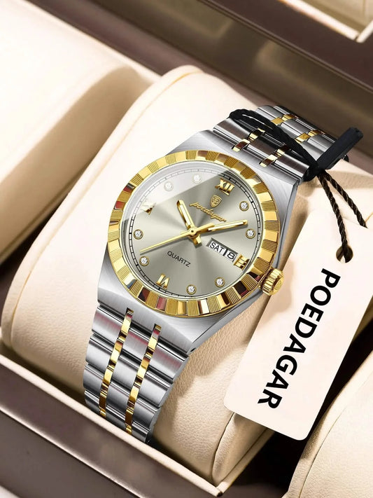POEDAGAR Luxury Original Ladies Watch Luminous Waterproof Week Date Woman Wristwatch Stainless Steel Women Quartz Watches Female