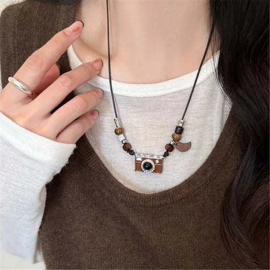3D Camera Pendant Sweater Chain Necklace