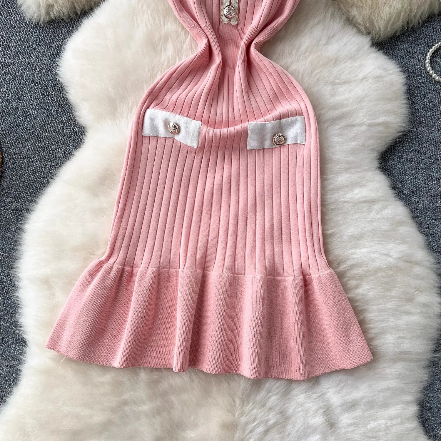 YuooMuoo Brand Fashion Knitted Mermaid Dress 2026 New Elegant V-neck Buttons Ribbed Sweater Dress Lady Bodycon Party Vestidos