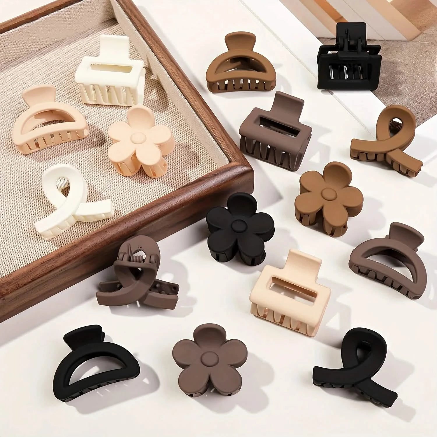 5-Piece Matte Flower Hair Claw Clips for Thin Hair