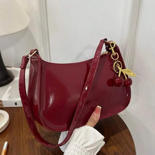 Vintage Retro Shoulder Bag with Cherry Pendant