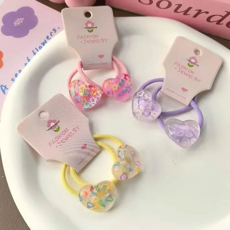 2-Pack Kids Heart Princess Elastic Hair Bands