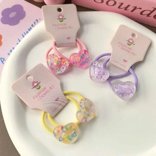 2-Pack Kids Heart Princess Elastic Hair Bands
