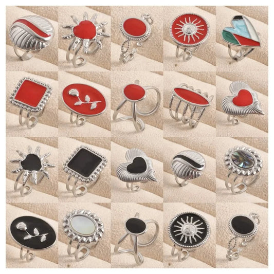 3-Piece No-Fade Stainless Steel Enamel Drip Rings for Women
