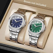 Men's Square Business Watch Set – Stainless Steel Quartz